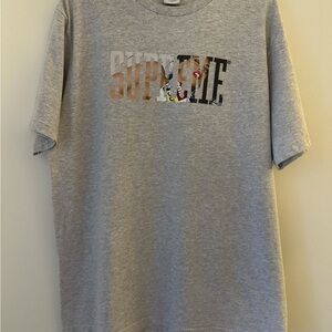 Supreme Heather Gray Cutout Logo Tee